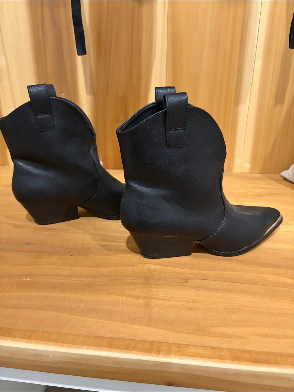 Target Black Pointed Toe Ankle Booties with Metallic Accent